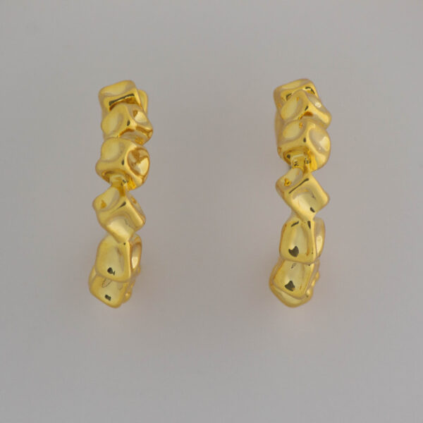 Gold Dainty Cube Crescent Hoops