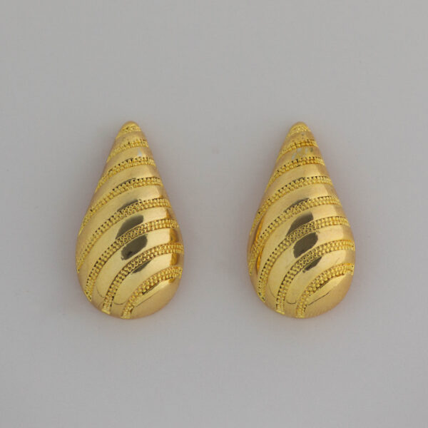 Gold Striped Teardrop Studs